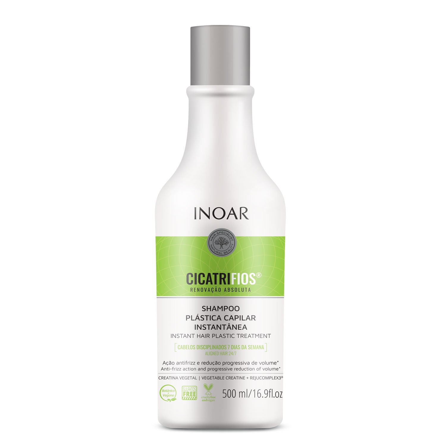 INOAR Cicatrifios Shampoo - plauko struktūrą atkuriantis šampunas 500 ml.