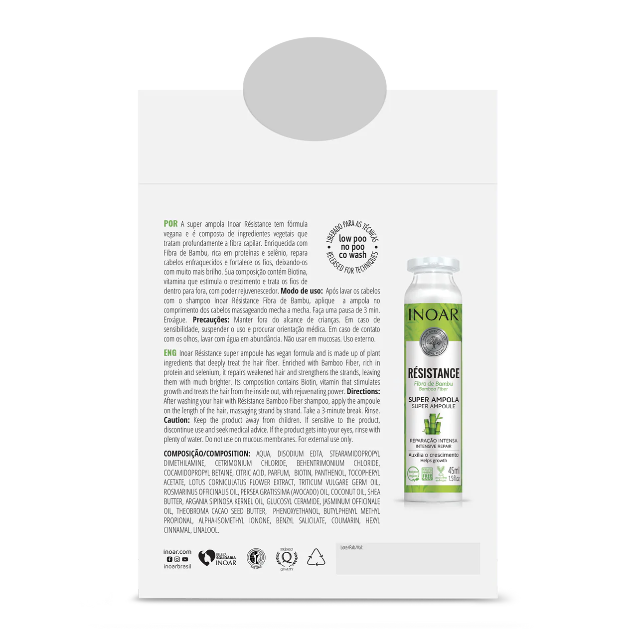 INOAR Resistance Fibra de Bambu Ampola - ampulė pažeistiems plaukams 45 ml