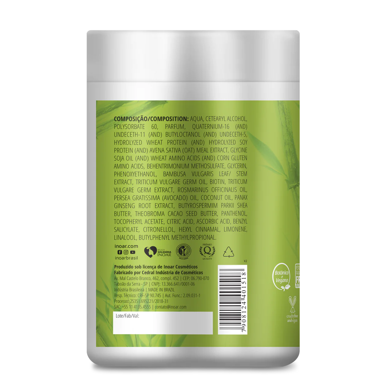 INOAR Resistance Fibra de Bambu Mask - stiprinanti ir blizgesio suteikianti kaukė 1000 g