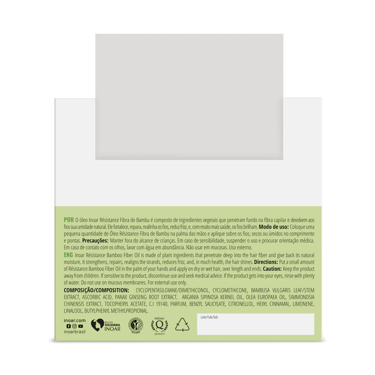 INOAR Resistance Fibra de Bambu Oil - stiprinantis ir blizgesio suteikiantis aliejus plaukams 7 ml.