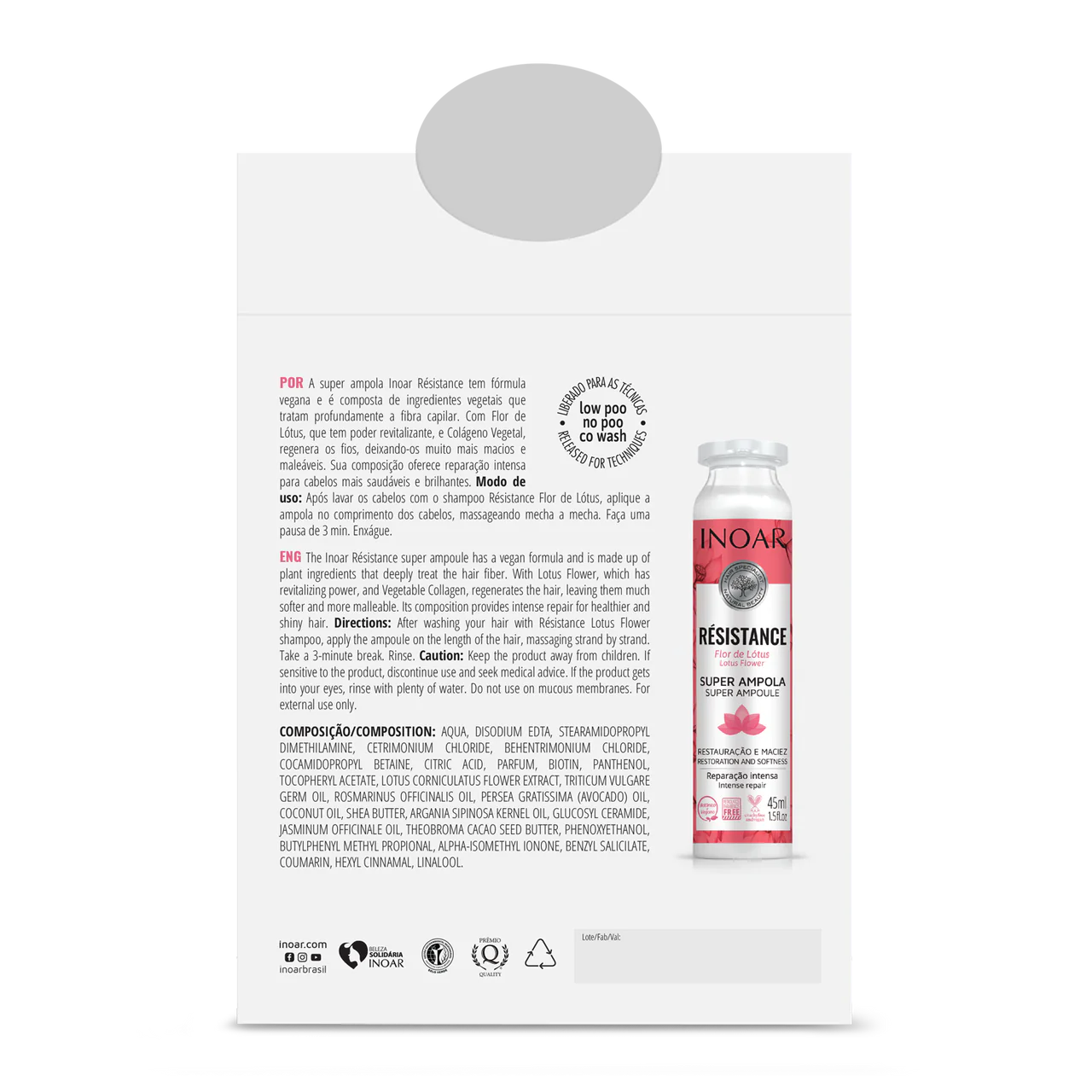 INOAR Resistance Flor de Lotus Ampola - ampulė silpniems plaukams 45 ml.