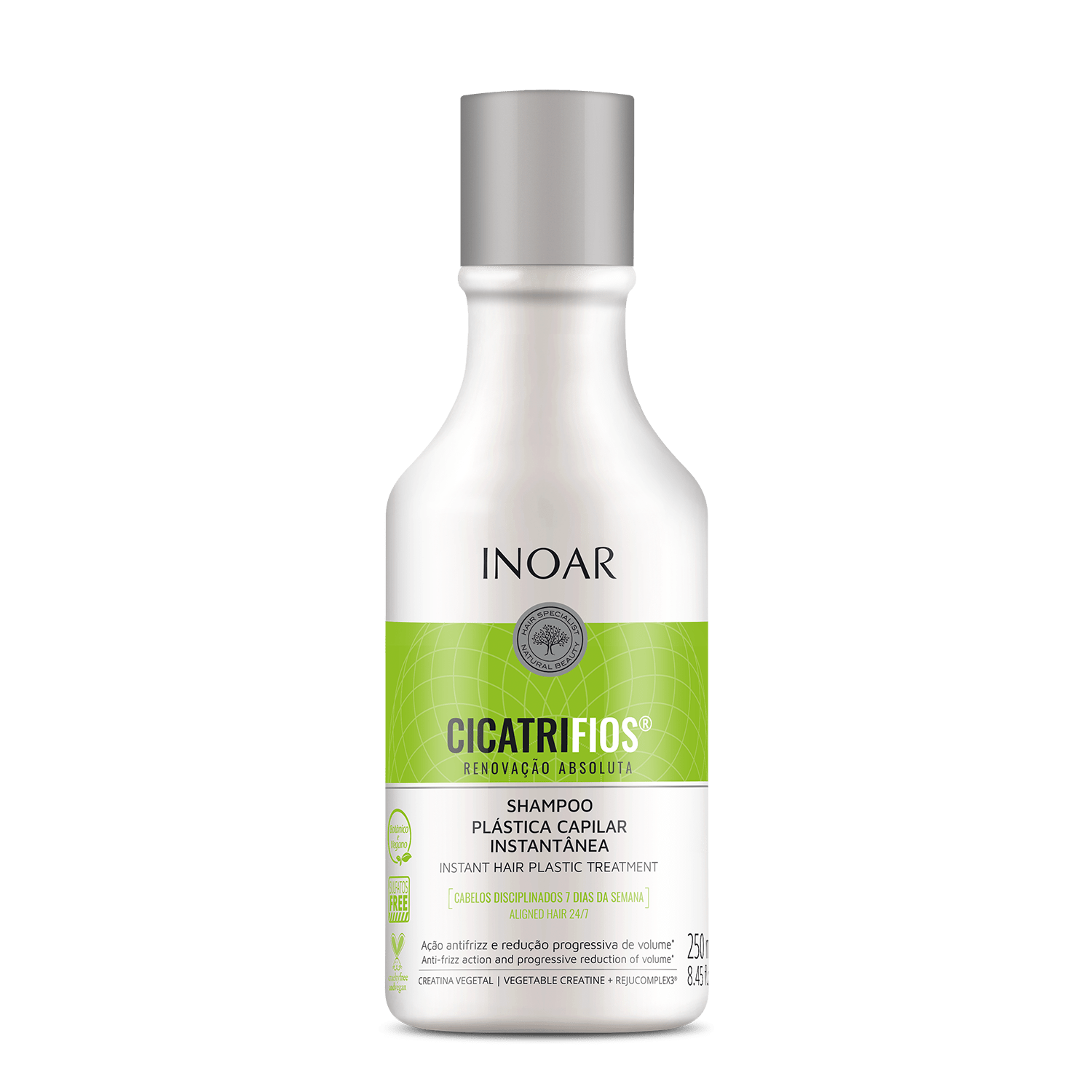 INOAR Cicatrifios Shampoo - plauko struktūrą atkuriantis šampunas 250 ml.