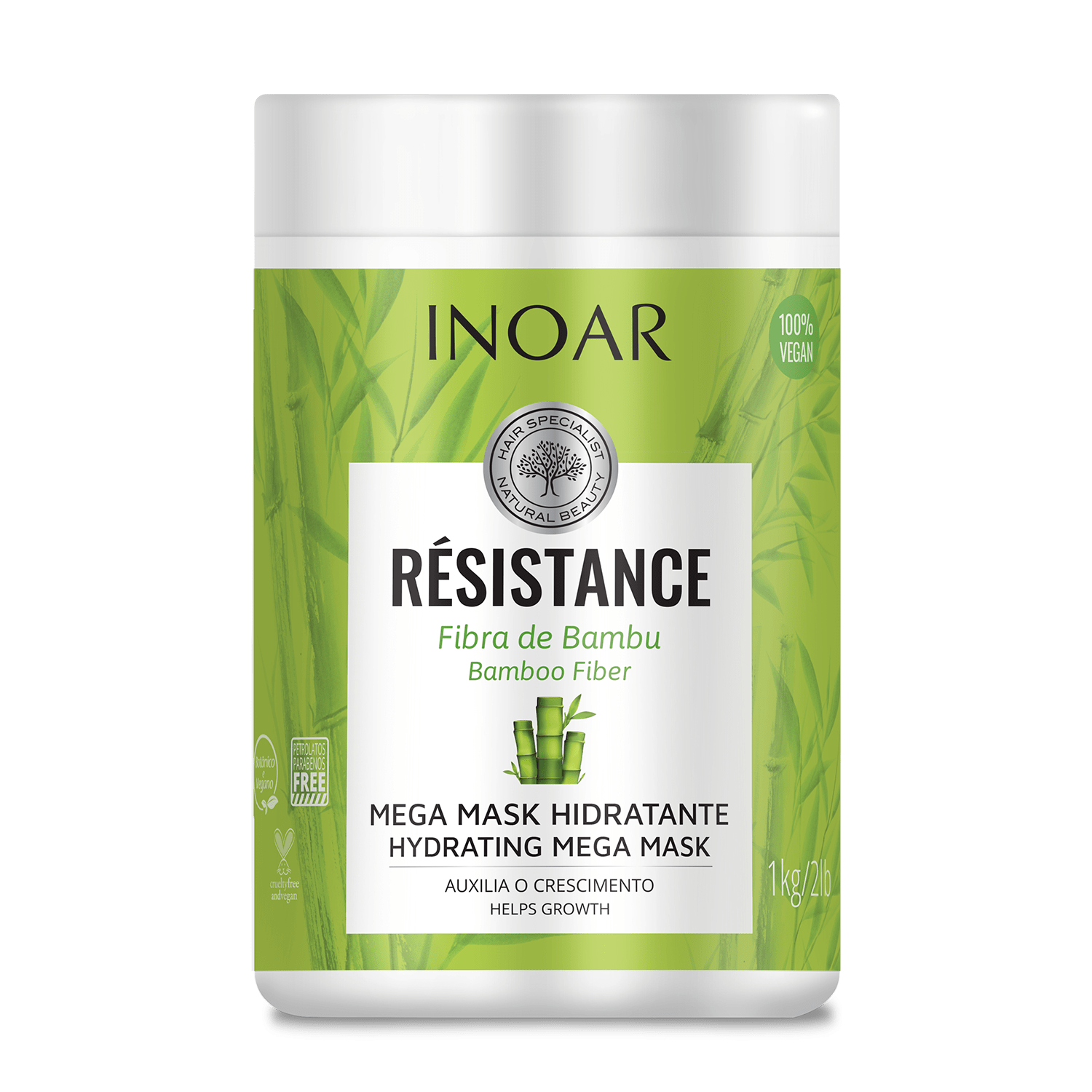 INOAR Resistance Fibra de Bambu Mask - stiprinanti ir blizgesio suteikianti kaukė 1000 g.