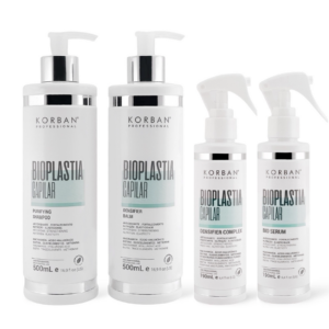 © 2023 moneli.lt | MONELÍ | KORBAN Bioplastia Capilar rinkinys 2 x 100 ml, 2 x 60 ml / 2 x 500 ml, 2 x 190 ml - Purifying Shampoo, Densifier Complex, Densifier Balm, Bio Serum