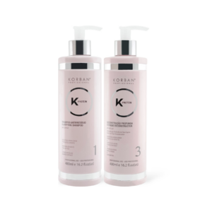 © 2023 moneli.lt | MONELÍ | KORBAN K-Protein rinkinys plaukų atstatymui 2 x 480 ml - Clarifying Shampoo (Nr. 1), Extreme Reconstructor (Nr. 3)