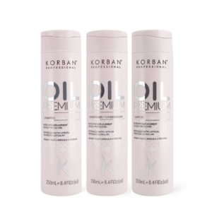 © 2023 moneli.lt | MONELÍ | KORBAN Oil Premium rinkinys 3 x 250 ml - Shampoo, Conditioner, Leave-in
