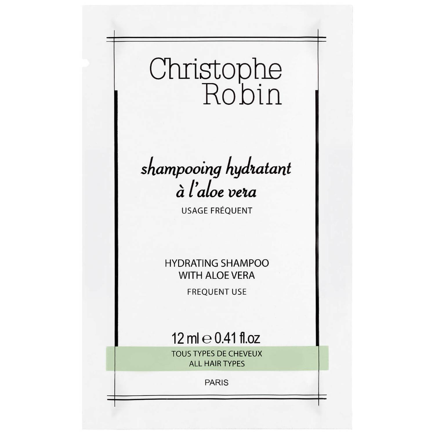 Christophe Robin Hydrating Shampoo drėkinantis šampūnas su alijošiumi 12 ml
