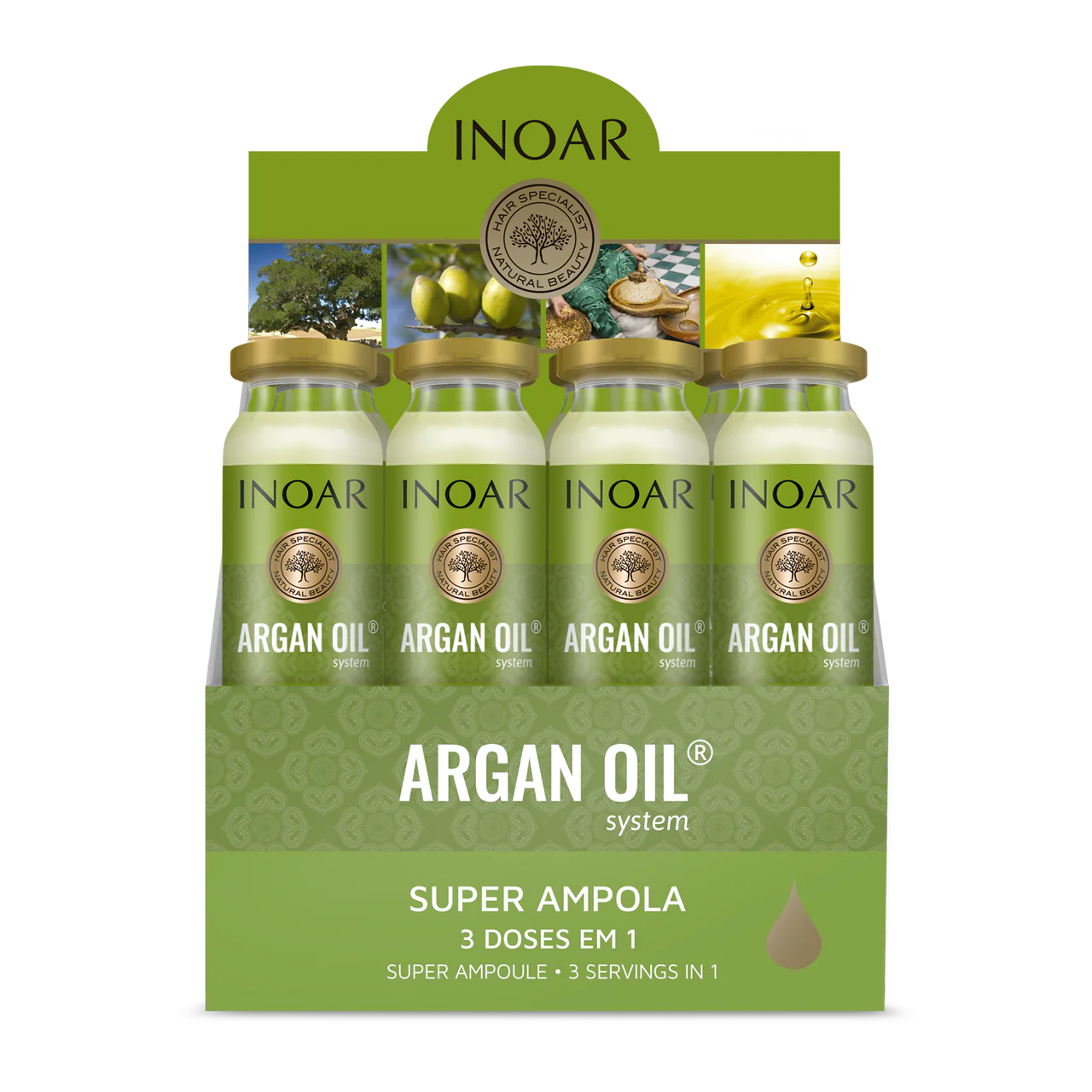 INOAR Argan Oil Ampola - plaukų ampulė su argano aliejumi 1 vnt. : 12 vnt. ..