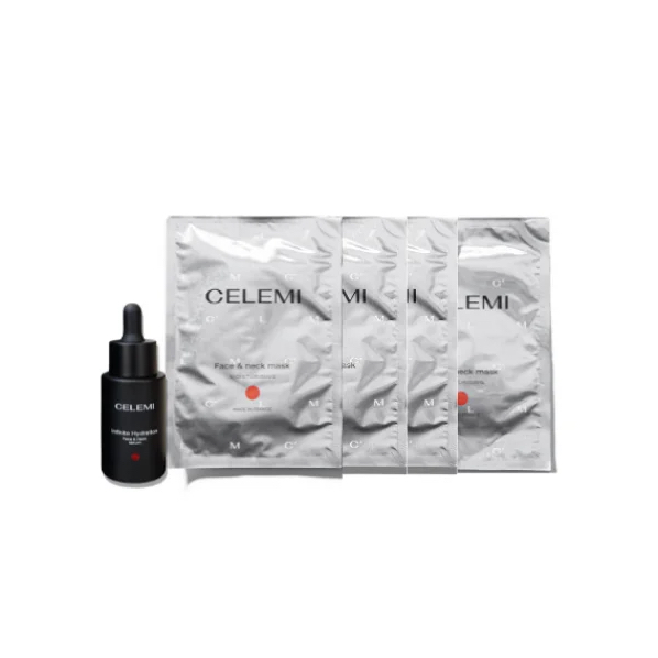 CELEMI Infinite Hydration serumo ir kaukių rinkinys 30 ml + 4 vnt.